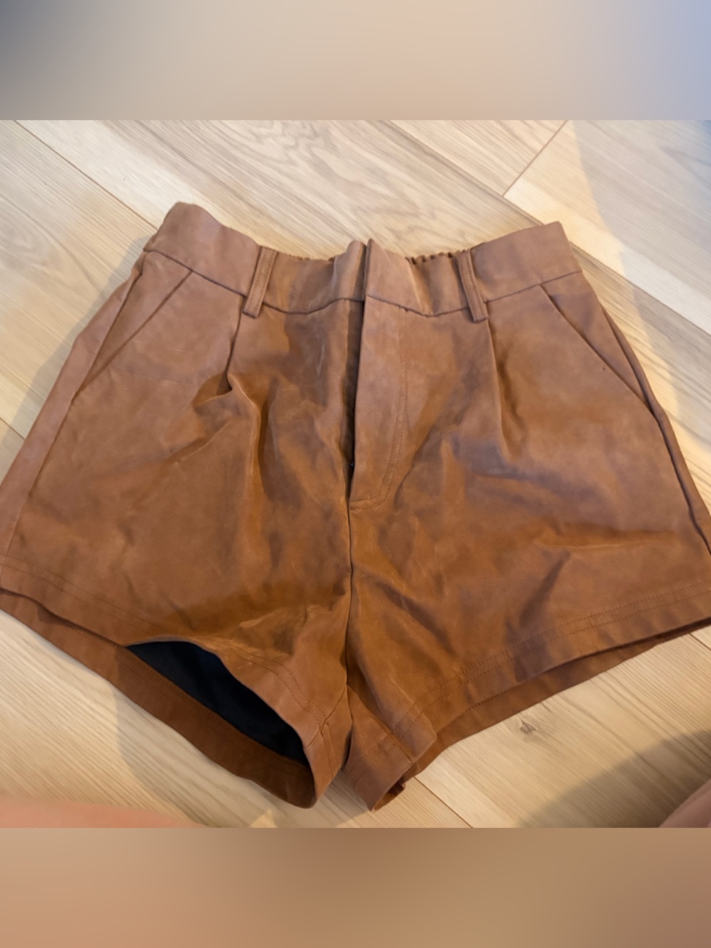 Free people Brown Faux-Leather High-Waist Women's Shorts